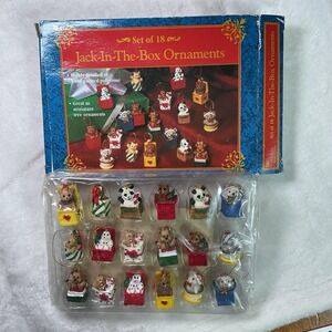 Vintage Miniature Jack-in-the-Box ornaments set of 18 GIFTCO New Open Box C